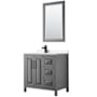 Wyndham Collection Daria 36" Free Standing Single Basin Vanity Set with Cabinet, Cultured Marble Vanity Top, and Framed Mirror Dark Gray / White Cultured Marble Top / Matte Black Hardware