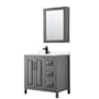 Wyndham Collection Daria 36" Free Standing Single Basin Vanity Set with Cabinet, Cultured Marble Vanity Top, and Medicine Cabinet Dark Gray / White Cultured Marble Top / Matte Black Hardware