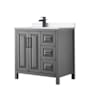 Wyndham Collection Daria 36" Free Standing Single Basin Vanity Set with Cabinet and Cultured Marble Vanity Top Dark Gray / White Cultured Marble Top / Matte Black Hardware
