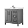 Wyndham Collection Daria 36" Free Standing Single Basin Vanity Set with Cabinet and Cultured Marble Vanity Top Dark Gray / Carrara Cultured Marble Top / Polished Chrome Hardware