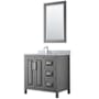 Wyndham Collection Daria 36" Free Standing Single Vanity Set with MDF Cabinet, Marble Vanity Top, Undermount Sink, and Framed Mirror Dark Gray / White Carrara Marble Top / Polished Chrome Hardware