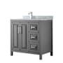 Wyndham Collection Daria 36" Free Standing Single Vanity Set with MDF Cabinet, Marble Vanity Top, and Undermount Sink Dark Gray / White Carrara Marble Top / Polished Chrome Hardware