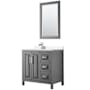 Wyndham Collection Daria 36" Free Standing Single Basin Vanity Set with Cabinet, Cultured Marble Vanity Top, and Framed Mirror Dark Gray / White Cultured Marble Top / Polished Chrome Hardware
