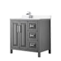 Wyndham Collection Daria 36" Free Standing Single Basin Vanity Set with Cabinet and Cultured Marble Vanity Top Dark Gray / White Cultured Marble Top / Polished Chrome Hardware