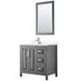 Wyndham Collection Daria 36" Free Standing Single Basin Vanity Set with Cabinet, Quartz Vanity Top, and Framed Mirror Dark Gray / White Quartz Top / Polished Chrome Hardware
