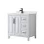 Wyndham Collection Daria 36" Free Standing Single Basin Vanity Set with Cabinet and Quartz Vanity Top White / Giotto Quartz Top / Matte Black Hardware