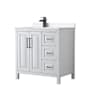 Wyndham Collection Daria 36" Free Standing Single Basin Vanity Set with Cabinet and Cultured Marble Vanity Top White / White Cultured Marble Top / Matte Black Hardware