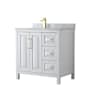 Wyndham Collection Daria 36" Free Standing Single Vanity Set with MDF Cabinet, Marble Vanity Top, and Undermount Sink White / White Carrara Marble Top / Brushed Gold Hardware