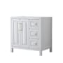 Wyndham Collection Daria 35" Single Free Standing Vanity Cabinet Only - Less Vanity Top White / Brushed Gold Hardware