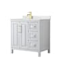 Wyndham Collection Daria 36" Free Standing Single Basin Vanity Set with Cabinet and Quartz Vanity Top White / Giotto Quartz Top / Brushed Gold Hardware