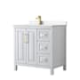 Wyndham Collection Daria 36" Free Standing Single Basin Vanity Set with Cabinet and Cultured Marble Vanity Top White / White Cultured Marble Top / Brushed Gold Hardware