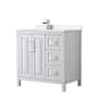 Wyndham Collection Daria 36" Free Standing Single Basin Vanity Set with Cabinet and Cultured Marble Vanity Top White / Carrara Cultured Marble Top / Polished Chrome Hardware