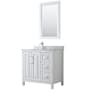 Wyndham Collection Daria 36" Free Standing Single Vanity Set with MDF Cabinet, Marble Vanity Top, Undermount Sink, and Framed Mirror White / White Carrara Marble Top / Polished Chrome Hardware