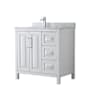 Wyndham Collection Daria 36" Free Standing Single Vanity Set with MDF Cabinet, Marble Vanity Top, and Undermount Sink White / White Carrara Marble Top / Polished Chrome Hardware