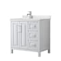 Wyndham Collection Daria 36" Free Standing Single Basin Vanity Set with Cabinet and Quartz Vanity Top White / Giotto Quartz Top / Polished Chrome Hardware