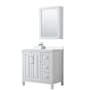 Wyndham Collection Daria 36" Free Standing Single Basin Vanity Set with Cabinet, Cultured Marble Vanity Top, and Medicine Cabinet White / White Cultured Marble Top / Polished Chrome Hardware