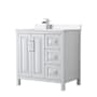 Wyndham Collection Daria 36" Free Standing Single Basin Vanity Set with Cabinet and Cultured Marble Vanity Top White / White Cultured Marble Top / Polished Chrome Hardware
