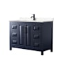 Wyndham Collection Daria 48" Free Standing Single Basin Vanity Set with Cultured Marble Vanity Top Dark Blue / Carrara Cultured Marble Top / Matte Black Hardware