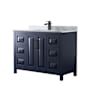 Wyndham Collection Daria 48" Free Standing Single Vanity Set with MDF Cabinet, Cultured Marble Vanity Top, and Undermount Sink Dark Blue / White Carrara Marble Top / Matte Black Hardware