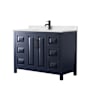 Wyndham Collection Daria 48" Free Standing Single Basin Vanity Set with Cabinet and Quartz Vanity Top Dark Blue / Giotto Quartz Top / Matte Black Hardware