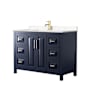 Wyndham Collection Daria 48" Free Standing Single Basin Vanity Set with Cultured Marble Vanity Top Dark Blue / Carrara Cultured Marble Top / Brushed Gold Hardware