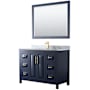 Wyndham Collection Daria 48" Free Standing Single Vanity Set with MDF Cabinet, Marble Vanity Top, Undermount Sink, and Framed Mirror Dark Blue
