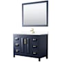 Wyndham Collection Daria 48" Free Standing Single Basin Vanity Set with Cabinet, Cultured Marble Vanity Top, and Framed Mirror Dark Blue / White Cultured Marble Top / Brushed Gold Hardware
