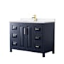 Wyndham Collection Daria 48" Free Standing Single Basin Vanity Set with Cabinet and Quartz Vanity Top Dark Blue / White Quartz Top / Brushed Gold Hardware