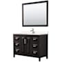 Wyndham Collection Daria 48" Free Standing Single Basin Vanity Set with Cabinet, Cultured Marble Vanity Top, and Framed Mirror Dark Espresso / Carrara Cultured Marble Top / Polished Chrome Hardware
