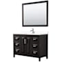 Wyndham Collection Daria 48" Free Standing Single Basin Vanity Set with Cabinet, Cultured Marble Vanity Top, and Framed Mirror Dark Espresso / White Cultured Marble Top / Polished Chrome Hardware