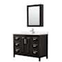 Wyndham Collection Daria 48" Free Standing Single Basin Vanity Set with Cabinet, Quartz Vanity Top, and Medicine Cabinet Dark Espresso / White Quartz Top / Polished Chrome Hardware