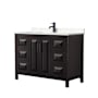 Wyndham Collection Daria 48" Free Standing Single Basin Vanity Set with Cultured Marble Vanity Top Dark Espresso / Carrara Cultured Marble Top / Matte Black Hardware