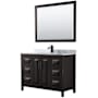 Wyndham Collection Daria 48" Free Standing Single Vanity Set with MDF Cabinet, Marble Vanity Top, Undermount Sink, and Framed Mirror Dark Espresso / White Carrara Marble Top / Matte Black Hardware