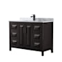 Wyndham Collection Daria 48" Free Standing Single Vanity Set with MDF Cabinet, Cultured Marble Vanity Top, and Undermount Sink Dark Espresso / White Carrara Marble Top / Matte Black Hardware