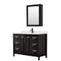 Wyndham Collection Daria 48" Free Standing Single Basin Vanity Set with Cabinet, Quartz Vanity Top, and Medicine Cabinet Dark Espresso / Giotto Quartz Top / Matte Black Hardware