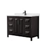 Wyndham Collection Daria 48" Free Standing Single Basin Vanity Set with Cabinet and Quartz Vanity Top Dark Espresso / Giotto Quartz Top / Matte Black Hardware