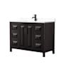 Wyndham Collection Daria 48" Free Standing Single Basin Vanity Set with Cultured Marble Vanity Top Dark Espresso / White Cultured Marble Top / Matte Black Hardware