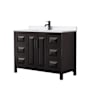 Wyndham Collection Daria 48" Free Standing Single Basin Vanity Set with Cabinet and Quartz Vanity Top Dark Espresso / White Quartz Top / Matte Black Hardware