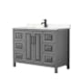 Wyndham Collection Daria 48" Free Standing Single Basin Vanity Set with Cultured Marble Vanity Top Dark Gray / Carrara Cultured Marble Top / Matte Black Hardware