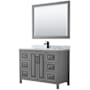 Wyndham Collection Daria 48" Free Standing Single Vanity Set with MDF Cabinet, Marble Vanity Top, Undermount Sink, and Framed Mirror Dark Gray / White Carrara Marble Top / Matte Black Hardware