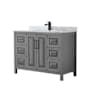 Wyndham Collection Daria 48" Free Standing Single Vanity Set with MDF Cabinet, Cultured Marble Vanity Top, and Undermount Sink Dark Gray / White Carrara Marble Top / Matte Black Hardware