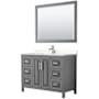 Wyndham Collection Daria 48" Free Standing Single Basin Vanity Set with Cabinet, Cultured Marble Vanity Top, and Framed Mirror Dark Gray / Carrara Cultured Marble Top / Polished Chrome Hardware