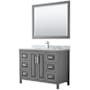 Wyndham Collection Daria 48" Free Standing Single Vanity Set with MDF Cabinet, Marble Vanity Top, Undermount Sink, and Framed Mirror Dark Gray / White Carrara Marble Top / Polished Chrome Hardware