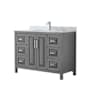 Wyndham Collection Daria 48" Free Standing Single Vanity Set with MDF Cabinet, Cultured Marble Vanity Top, and Undermount Sink Dark Gray / White Carrara Marble Top / Polished Chrome Hardware