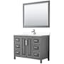 Wyndham Collection Daria 48" Free Standing Single Basin Vanity Set with Cabinet, Cultured Marble Vanity Top, and Framed Mirror Dark Gray / White Cultured Marble Top / Polished Chrome Hardware