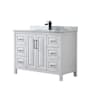 Wyndham Collection Daria 48" Free Standing Single Vanity Set with MDF Cabinet, Cultured Marble Vanity Top, and Undermount Sink White / White Carrara Marble Top / Matte Black Hardware