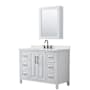 Wyndham Collection Daria 48" Free Standing Single Basin Vanity Set with Cabinet, Quartz Vanity Top, and Medicine Cabinet White / Giotto Quartz Top / Matte Black Hardware
