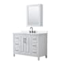 Wyndham Collection Daria 48" Free Standing Single Basin Vanity Set with Cabinet, Quartz Vanity Top, and Medicine Cabinet White / White Quartz Top / Matte Black Hardware