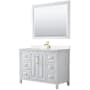 Wyndham Collection Daria 48" Free Standing Single Basin Vanity Set with Cabinet, Cultured Marble Vanity Top, and Framed Mirror White / Carrara Cultured Marble Top / Brushed Gold Hardware