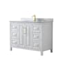 Wyndham Collection Daria 48" Free Standing Single Vanity Set with MDF Cabinet, Cultured Marble Vanity Top, and Undermount Sink White / White Carrara Marble Top / Brushed Gold Hardware